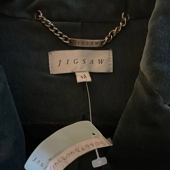 Jigsaw Velvet Midi Jacket Blue/Green Size 12 NWT - Picture 6 of 11